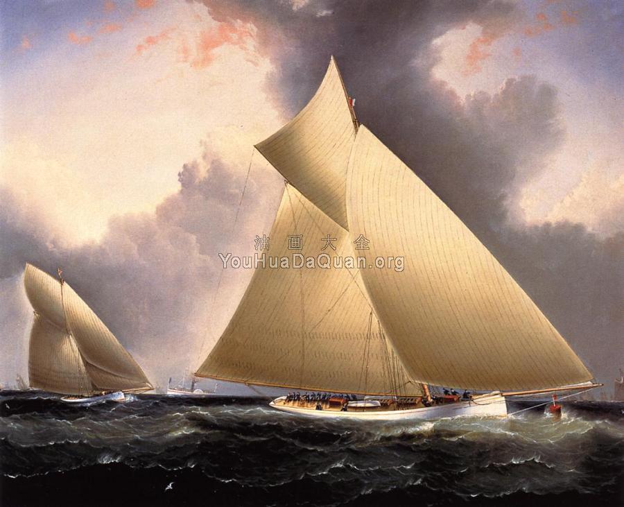 Mayflower Leading Galatea, America's Cup - 詹姆斯·E·巴特斯沃思